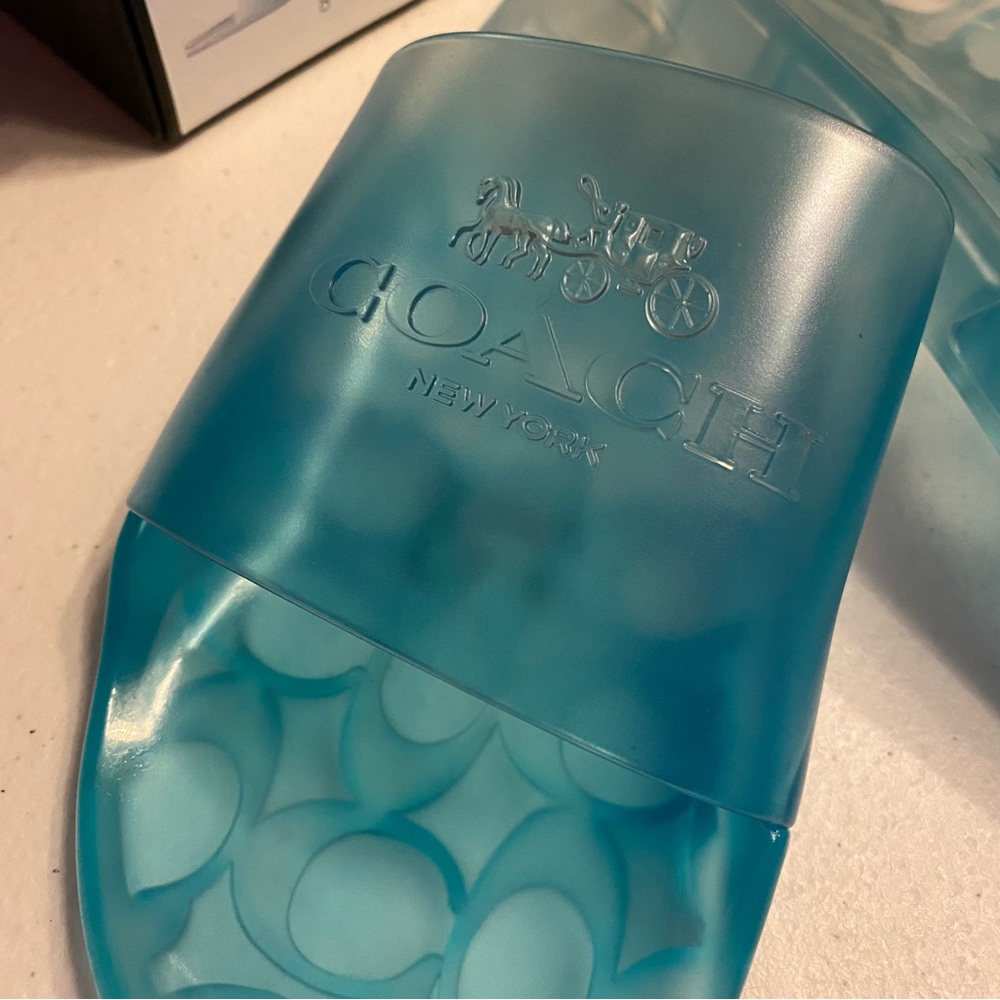 Coach Women's Clear Blue Logo Slide Sandals - Picture 2 of 4